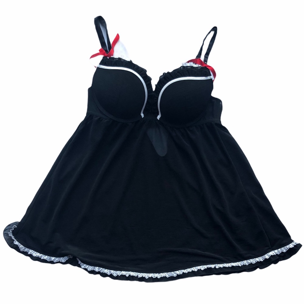 La Senza Black Babydoll Padded Bra With White Trim Size Medium